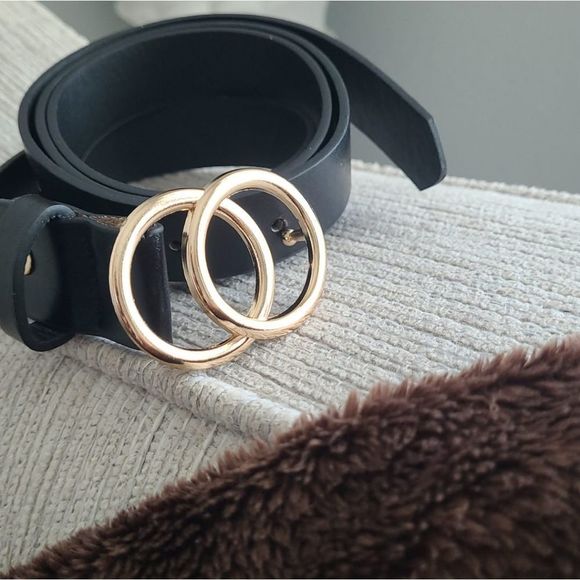 Double Ring Circle Button Belt Leisure Jeans Fashi - Picture 3 of 6